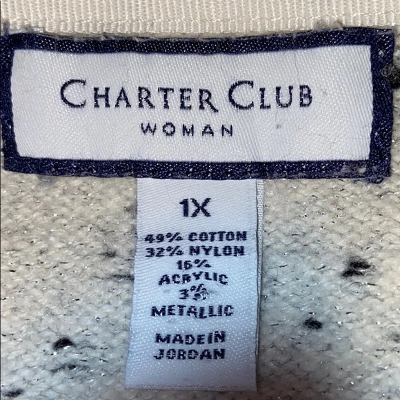 Charter Club Scoop Neck Metallic Thread Sweater - Size 1X - Picture 4 of 5